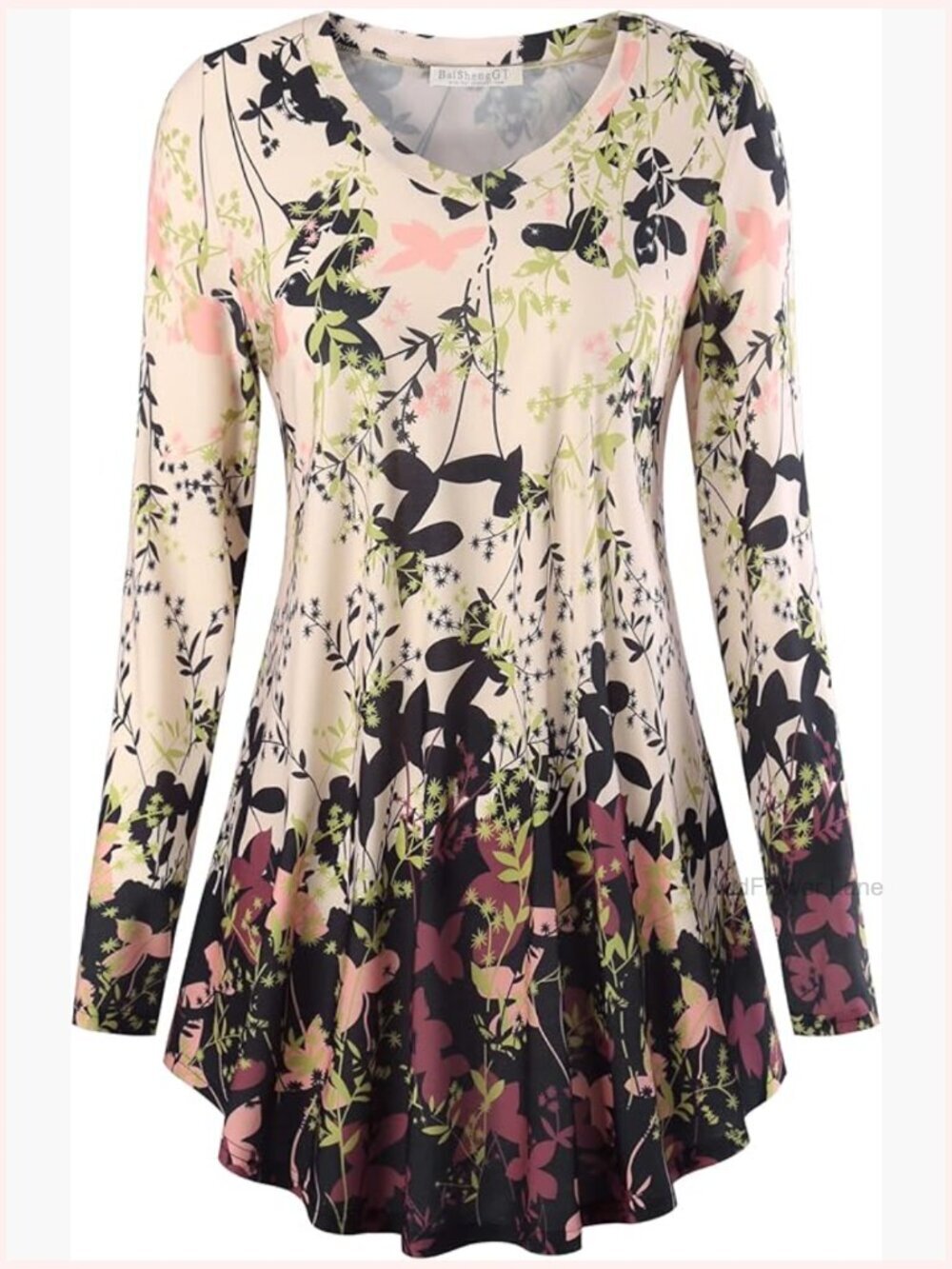 Women's Casual Long Sleeve V-Neck Tunic Top for Leggings
